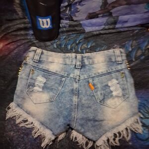Acid Wash Frayed Hem Jean Shorts